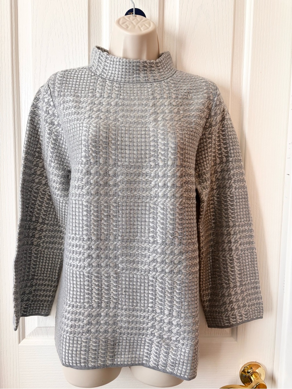 Chico's Heather Gray Textured Mock Neck Sweater